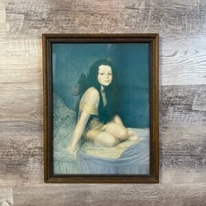 Vintage Framed Fairy Girl Art Print Romantic Victorian Style Wall Decor